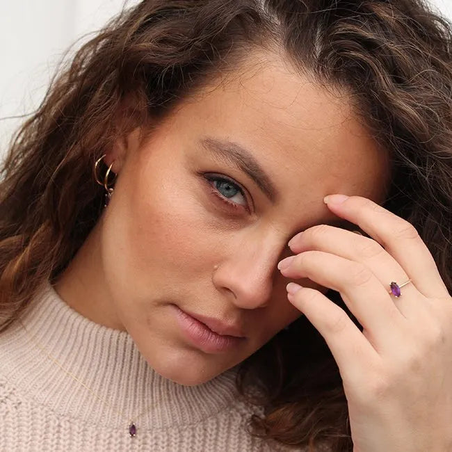 Kissed amethyst ring 14k gold